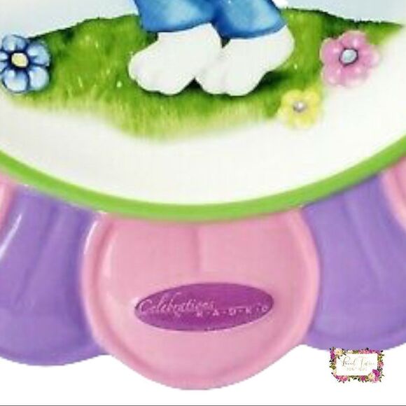 Christopher Radko CELEBRATIONS 12" Flower Shaped Dolomite Plate 2011 Bunny - Picture 2 of 6